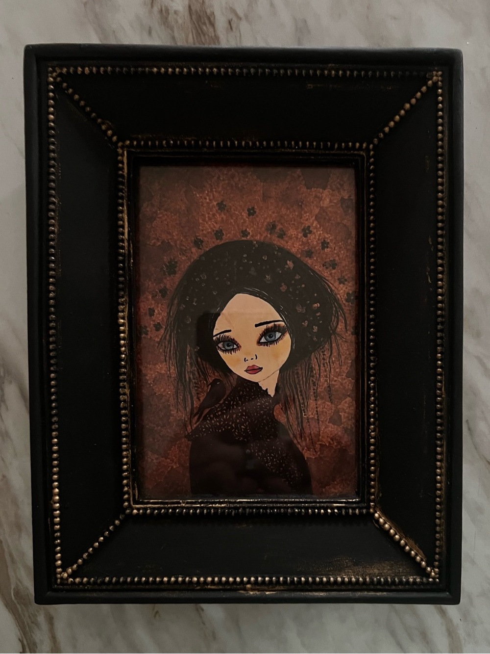 Framed Gothic Portrait Wall Art - Black and Brown